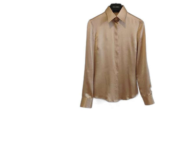 Dolce & Gabbana CAMISA DE SEDA MANGA COMPRIDA DOLCE&GABBANA Bege