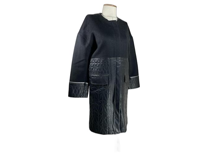 Autre Marque Coats, Outerwear Black Wool Polyurethane  ref.1081768