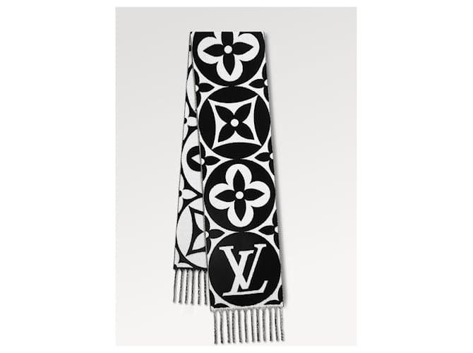 Louis Vuitton Medallón de bufanda Lv nuevo Negro Lana  ref.1081973