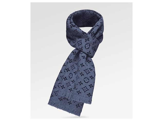 Louis Vuitton Lenço clássico LV Monogram azul Lã  ref.1081994