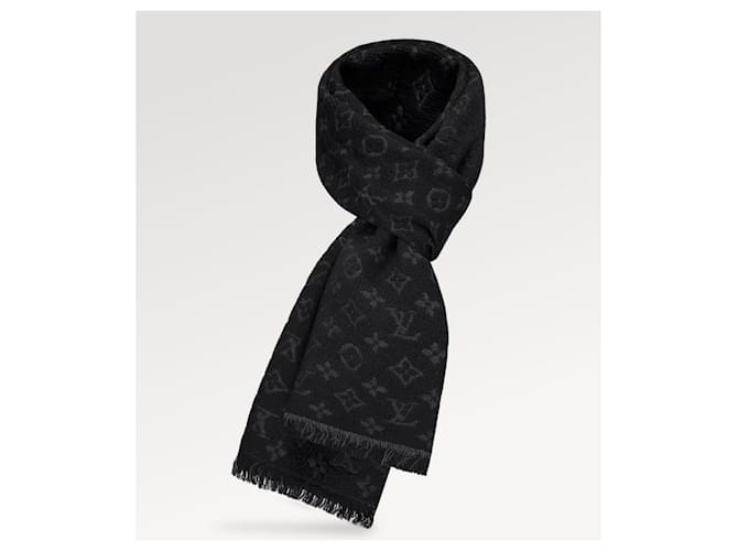 Louis Vuitton LV-Monogramm-Schal schwarz Wolle  ref.1081995