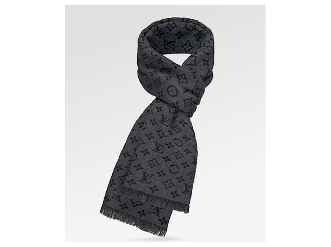 Louis Vuitton LV Monogram scarf dark grey Wool  ref.1082005