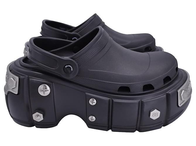 Mules Balenciaga Hardcrocs™ en caoutchouc noir  ref.1082086