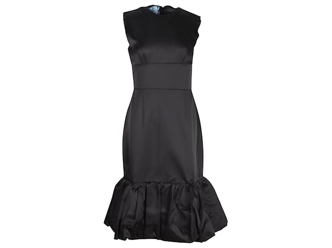 Prada Ruffled Hem Sleeveless Cocktail Dress in Black Silk  ref.1082096