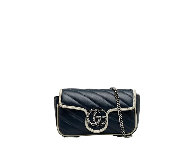 Gucci Super Mini GG Marmont Shoulder Bag 574969 Black Leather  ref.1082097