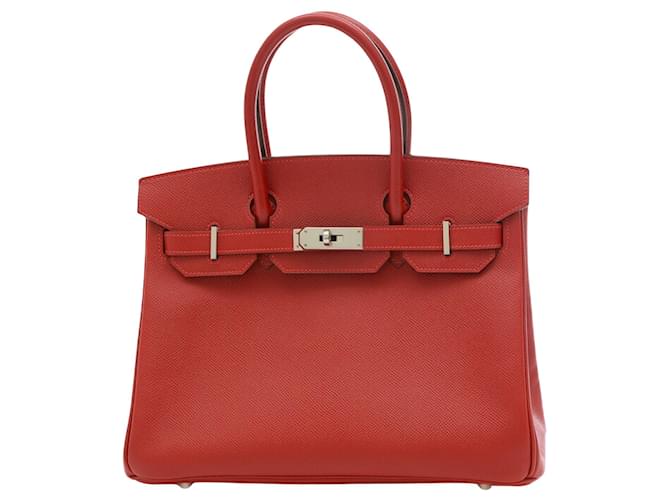 Hermès HERMES BIRKIN 30 Rot Leder  ref.1082187