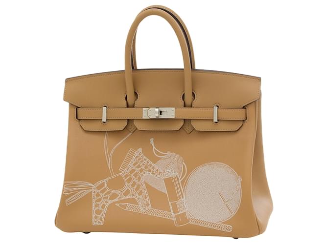 Hermès HERMES BIRKIN 25 Marrom Couro  ref.1082189