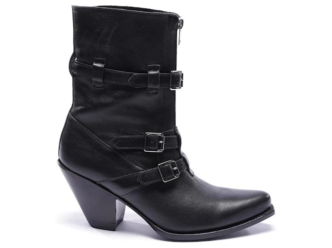 Céline Ankle Boots Black Leather  ref.1082285