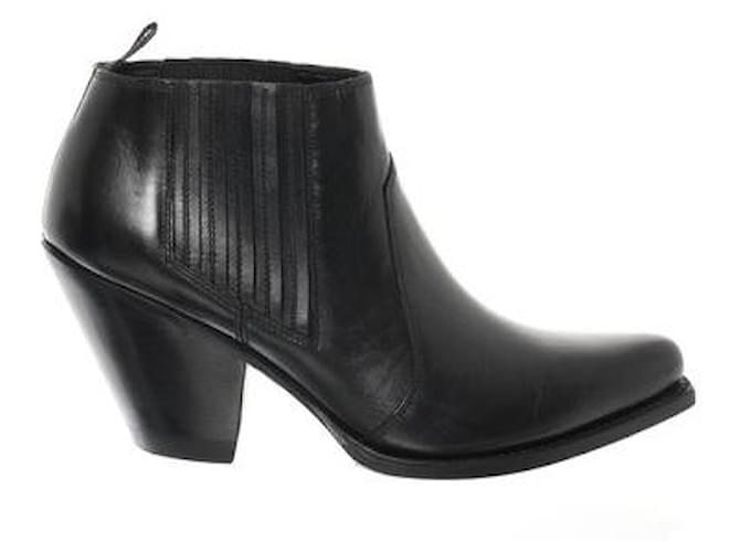 Céline Ankle Boots Black Leather  ref.1082296