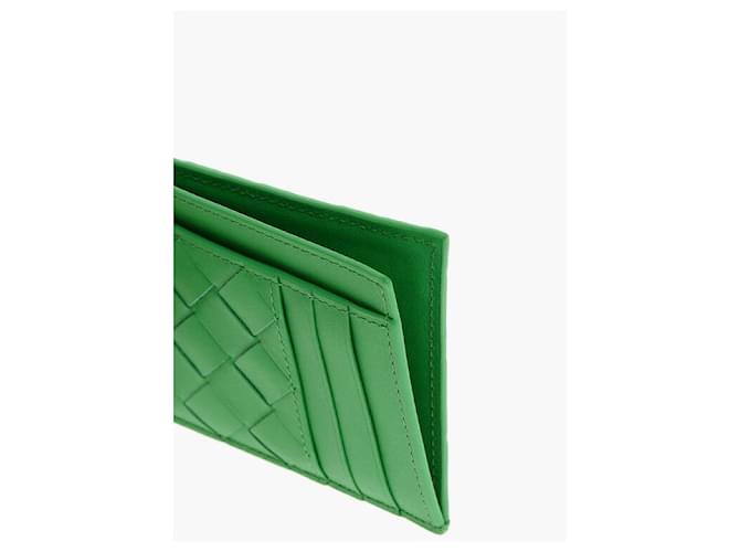 Carteira de cartão de couro Bottega Veneta Verde  ref.1082344
