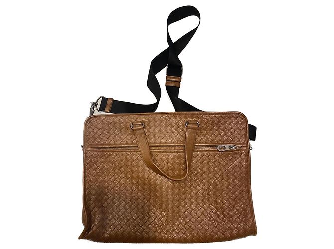 Porta-documentos em tecido camelo Bottega Veneta