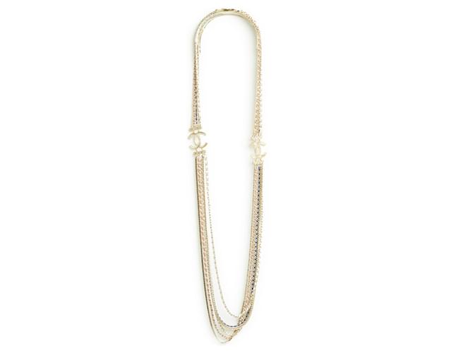 Chanel PE2022 Mehrreihige lange CC-Halskette Golden Metall  ref.1082423