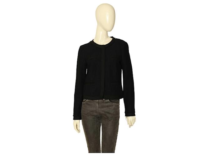 Michael Michael Kors Black Woollen Collarless Bolero Fashion Jacket taille 4 Laine Viscose Noir  ref.1082451