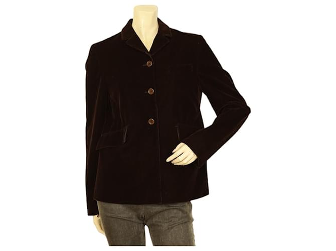 Tamanho da jaqueta Blazer clássico com forro de veludo marrom Miu Miu Brown 42 Algodão  ref.1082457