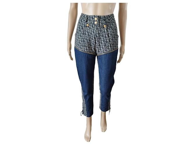 Pantaloni Dior in tela Oblique e denim blu Cotone  ref.1082594