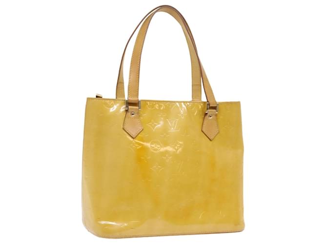LOUIS VUITTON Monogram Vernis Houston Hand Bag Lime Yellow M91055 LV Auth ki3530 Patent leather  ref.1082722