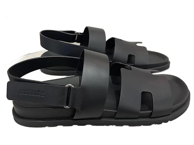 Hermès HERMES  Sandals T.eu 43 leather Black  ref.1082777