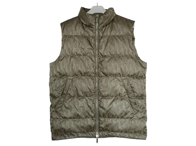 Dior sleeveless green down jacket, oblique pattern