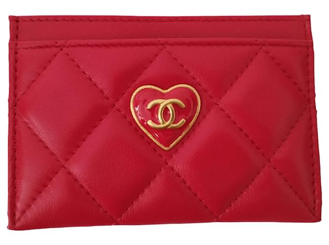 Chanel Card Holder from the collection 23S Sweet Heart Red Leather  ref.1082978