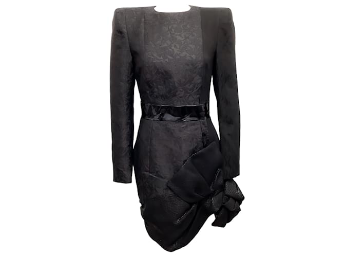 Autre Marque Vestido RVDK de edición limitada en jacquard negro con charol Seda  ref.1083038