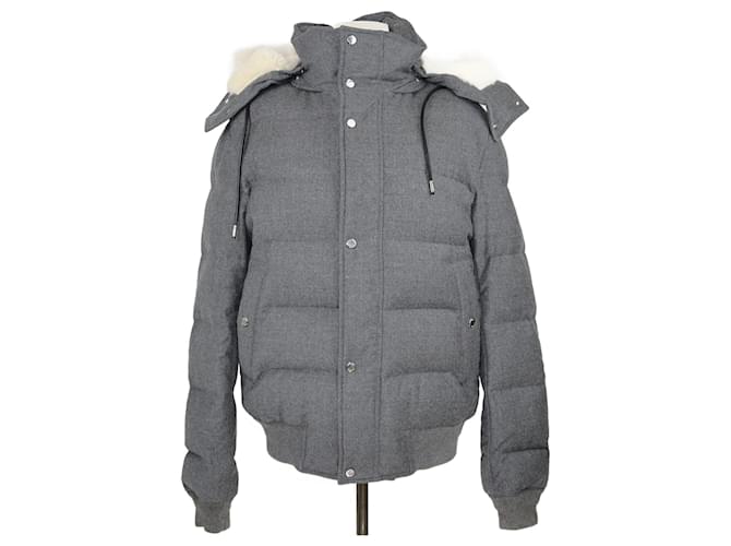 Dior Grey Fur Hooded Jacket Wool  ref.1083086