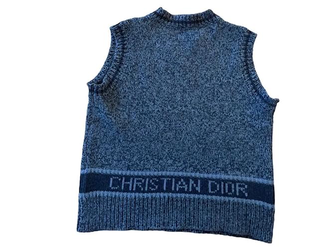 Pull sans manches Christian Dior Blue Cashmere  ref.1083182