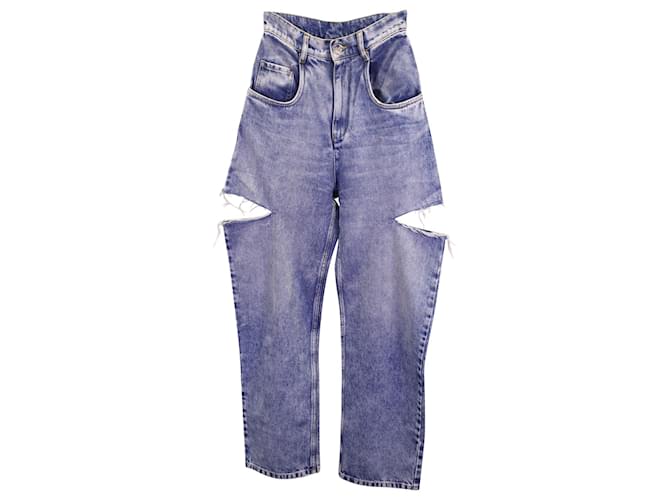 Maison Martin Margiela Maison Margiela Slashed Cut-Out Jeans in Blue Cotton  ref.1083230
