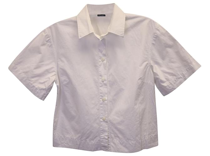 Dolce & Gabbana Chemise boutonnée à manches courtes en coton blanc  ref.1083234