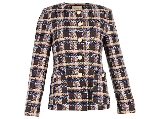 Gucci Tartan-Jacke aus mehrfarbigem Baumwoll-Tweed Mehrfarben Baumwolle  ref.1083243