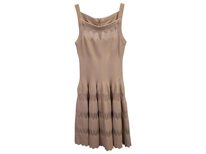 Alaïa Square Neckline Dress in Beige Silk  ref.1083249