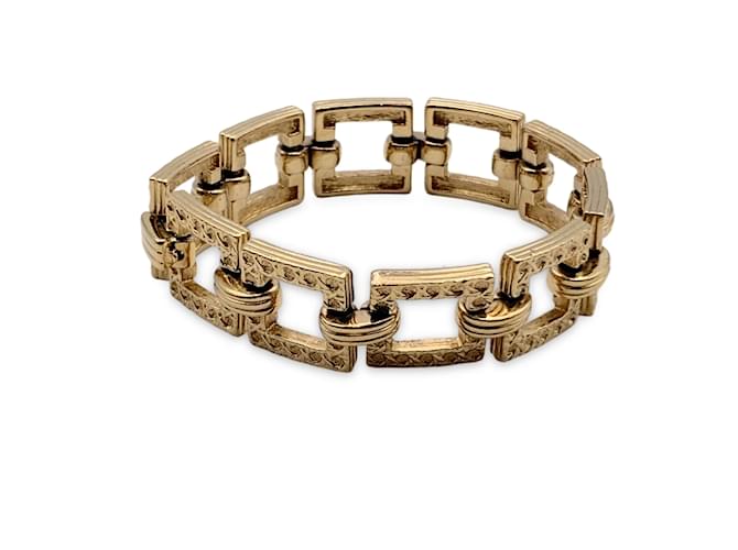 Christian Dior Vintage-Armband mit quadratischen Gliedern aus goldfarbenem Metall Golden  ref.1083257