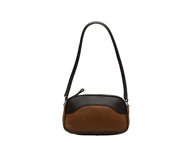 Prada Leather Shoulder Bag Brown Pony-style calfskin  ref.1083281