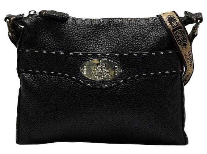 Fendi Selleria Zip Messenger Bag  8BT092 Black Leather Pony-style calfskin  ref.1083283