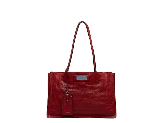 Prada Etikette-Tasche aus Glace-Leder 1BG122 Rot  ref.1083285