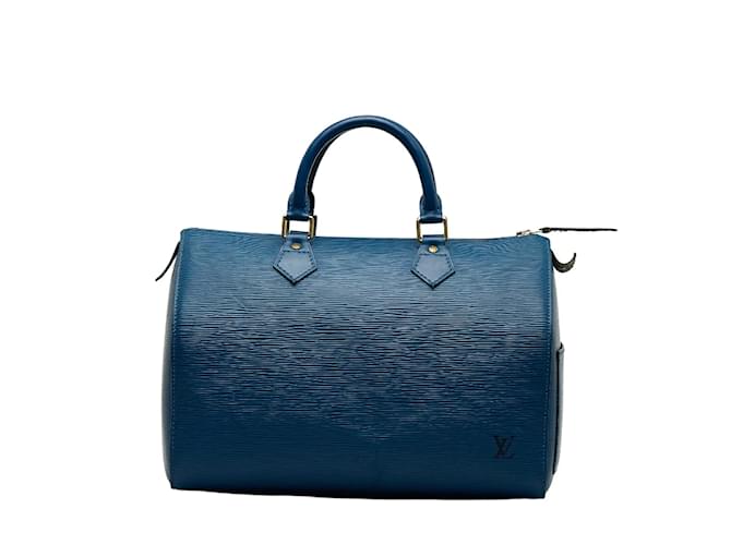 Louis Vuitton Epi Speedy 30 M43005 Blau Leder  ref.1083304