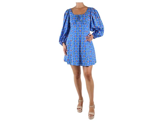 Staud Blue tomato and spring onion printed dress - size US 8 Linen  ref.1083343