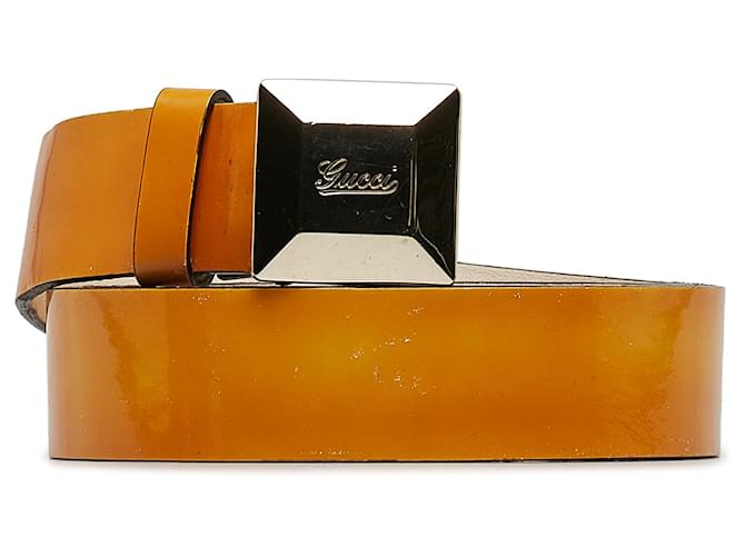 Cintura Gucci in pelle verniciata gialla Giallo  ref.1083375