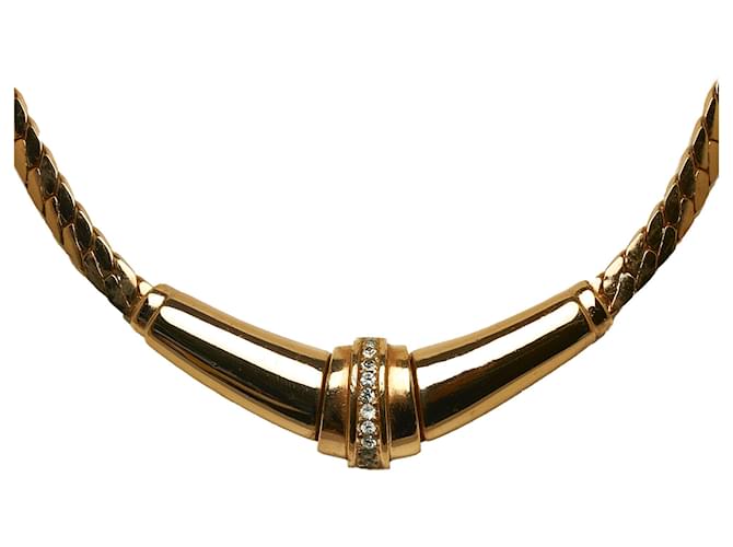 Collana a catena con strass dorati Dior D'oro Metallo Placcato in oro  ref.1083441