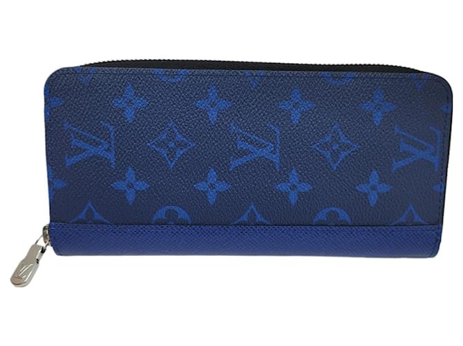 Carteira Louis Vuitton Zippy Vertical Azul Couro  ref.1083614