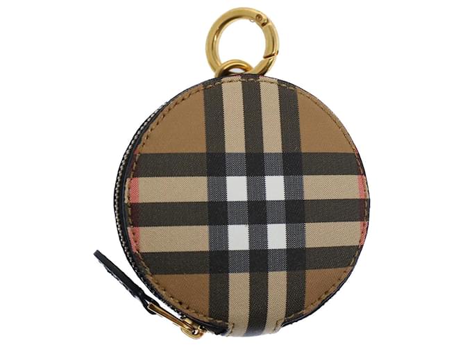 Burberry Check Coin Purse With Strap in Natural | Lyst