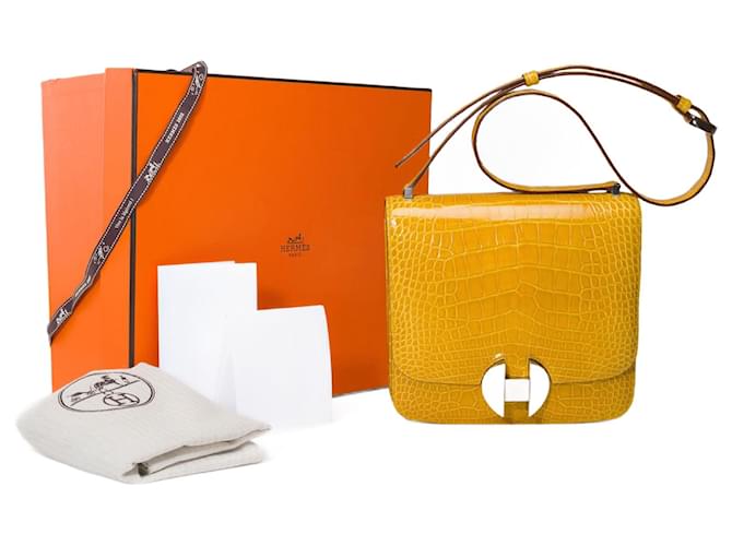 Hermès Hermes Tasche 2002 in gelbem Exotenleder - 101507 Exotisches Leder  ref.1084055