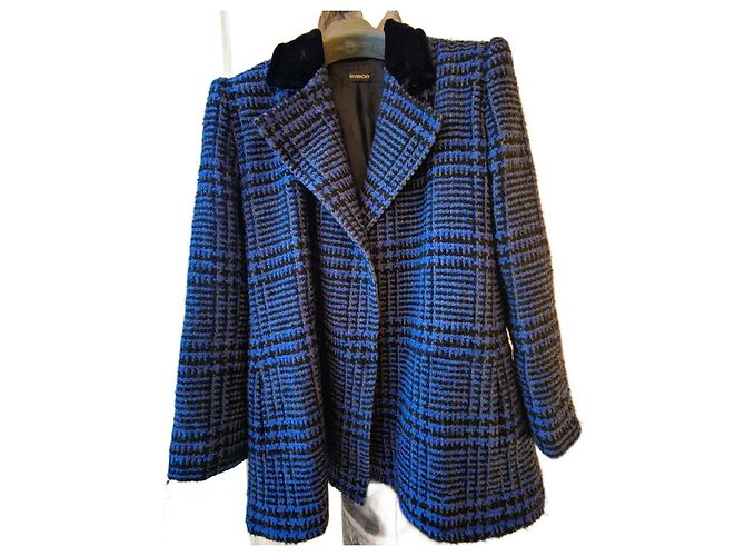 Givenchy Houndstooth Wool Jacket Blue and Black