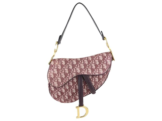 Dior Burgundy Oblique Saddle Medium Bag Dark red Leather  ref.1084338