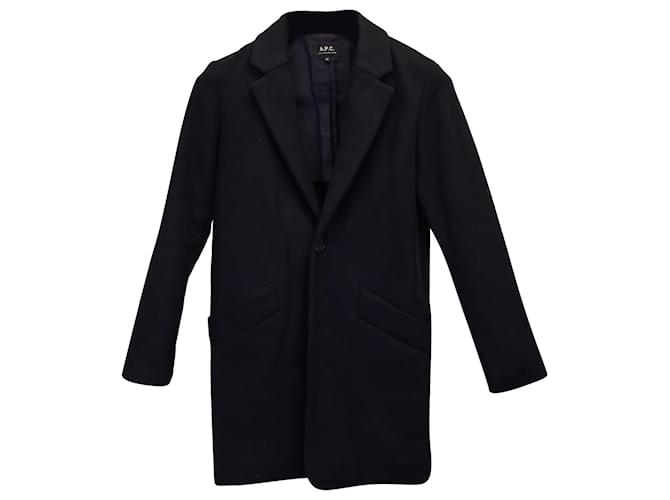 Apc a.P.C. Single-Breasted Overcoat in Navy Blue Wool  ref.1084353