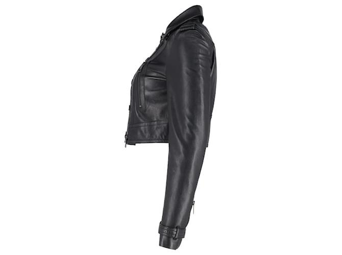 Burberry Cropped Biker Jacket in Black Leather  ref.1084386