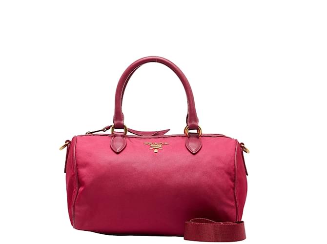 Prada Tessuto Convertible Bauletto Bag Pink Cloth Nylon  ref.1084449
