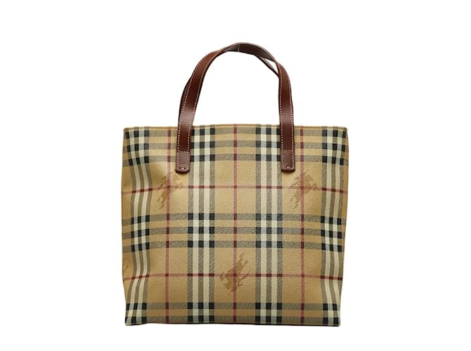 Burberry Haymarket Check Canvas Handbag Brown Cloth  ref.1084457