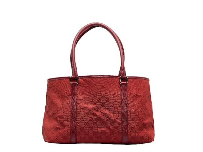 Gucci GG Canvas Leder Handtasche Tote 257302 Rot in sehr gutem Zustand Leinwand  ref.1084547