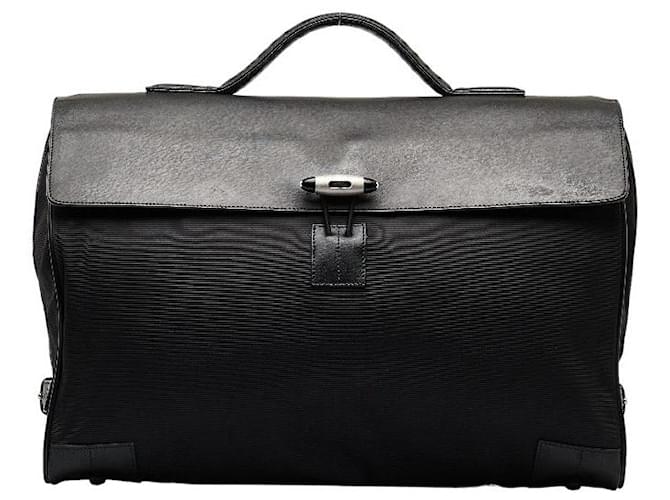 Montblanc Leather Double Gusset Nightflight Briefcase Black Cloth  ref.1084549