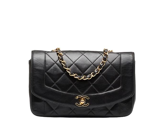 Chanel Diana Flap Crossbody Bag Black Leather Lambskin  ref.1084562